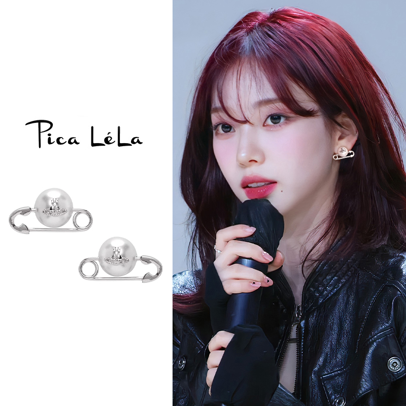 小众土星别针耳环女士