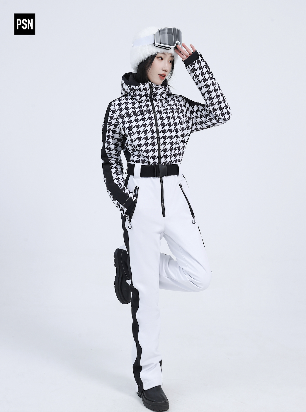 【尾货清仓】PSN防水防风专业连体滑雪服女生｜修身显瘦｜千鸟格
