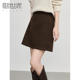 毛呢包臀短裙子女2025秋冬款 熙世界 灰色千金裙 通勤a字半身裙