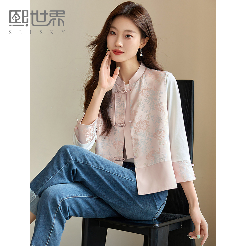 熙世界国风短款无袖坎肩盘扣马甲