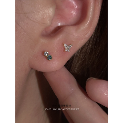 安小柏◆睡觉不摘 通体S925纯银防过敏 迷你小巧耳钉螺丝扣耳环女