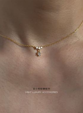 安小柏通体s925银锁骨链仿钻项链