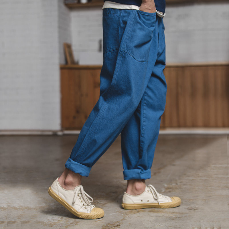 Madden tooling indigo Botany Aizen Wide leg pants Ami Khaki blue Easy Straight Overallsin the Men's clothing, Casual pants  category - from Buy2taobao.com to provide professional Taobao agent buy service