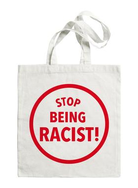 设计师研习社 Stop Being Racist 反种族歧视 帆布包 手提单肩