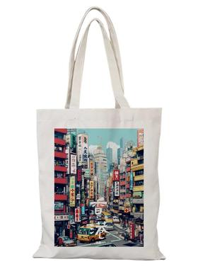 香港帆布包HongKong城市citywalk帆布袋定制手提外出时尚大容量