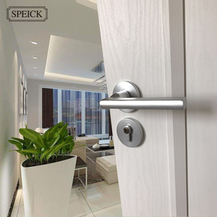 SPEICK万科地产用锁太空铝黑色带钥匙通用型分体式卧室静音门锁