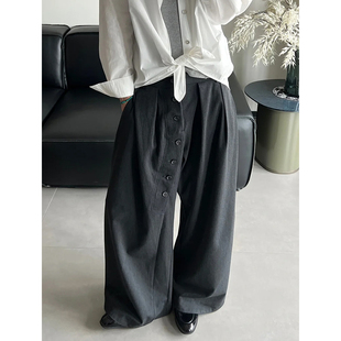 “环形纽扣”活褶剑道阔腿西裤男春新款cleanfit宽松松弛感休闲裤