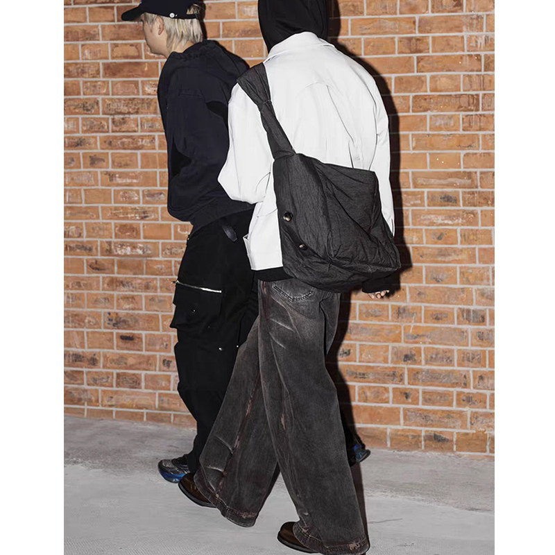 重工水洗做旧锈色牛仔裤男美式