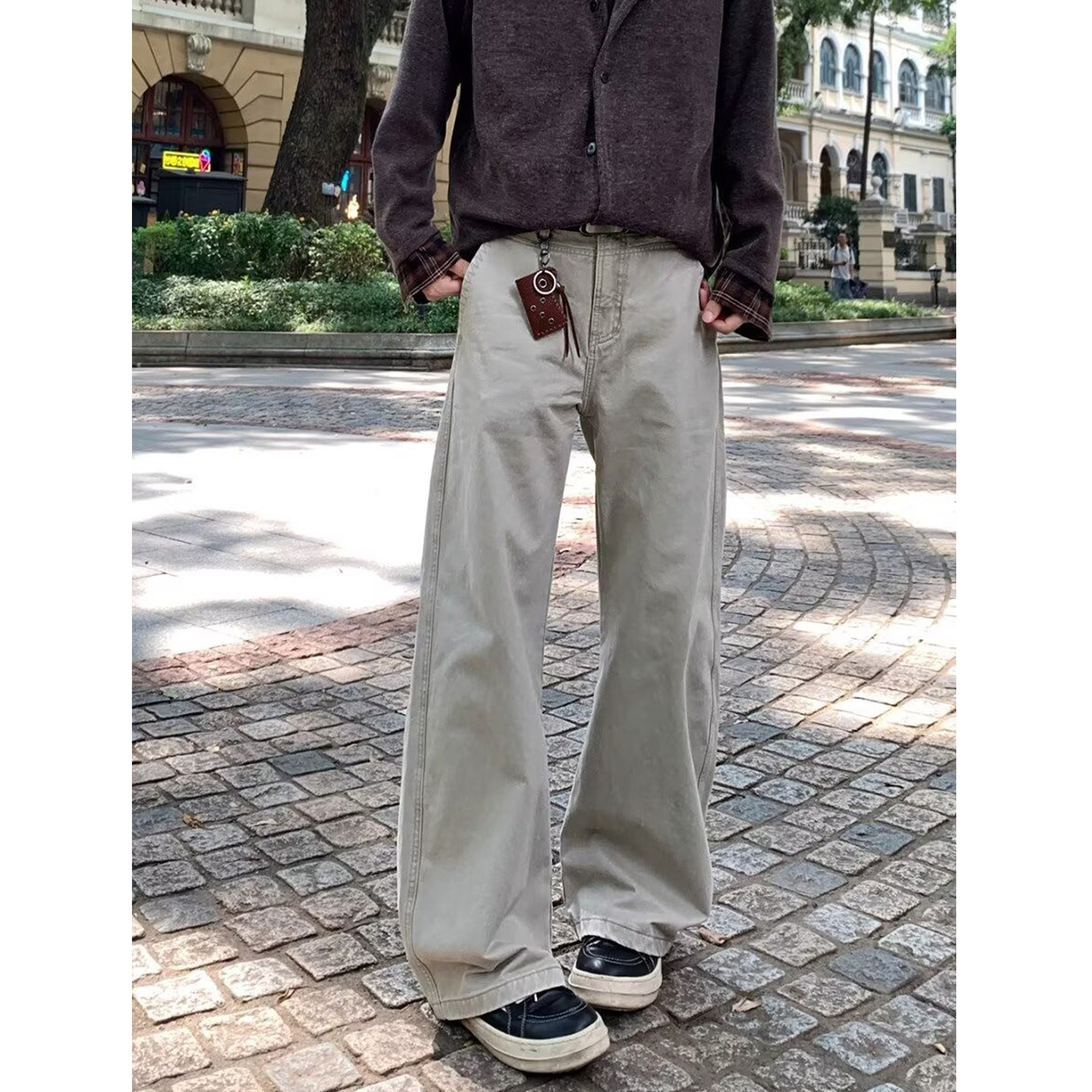 美式简约高级感cleanfit解构弯刀裤男女款松弛感工装廓形休闲裤子