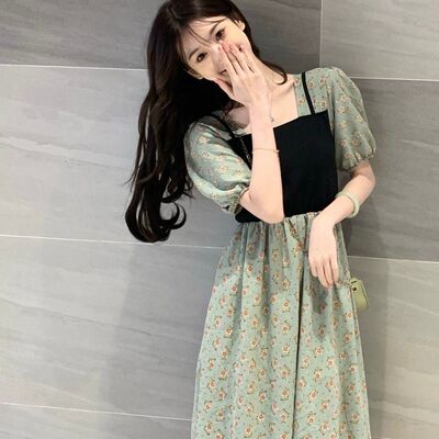 连衣裙雪纺碎花通勤长裙A字裙