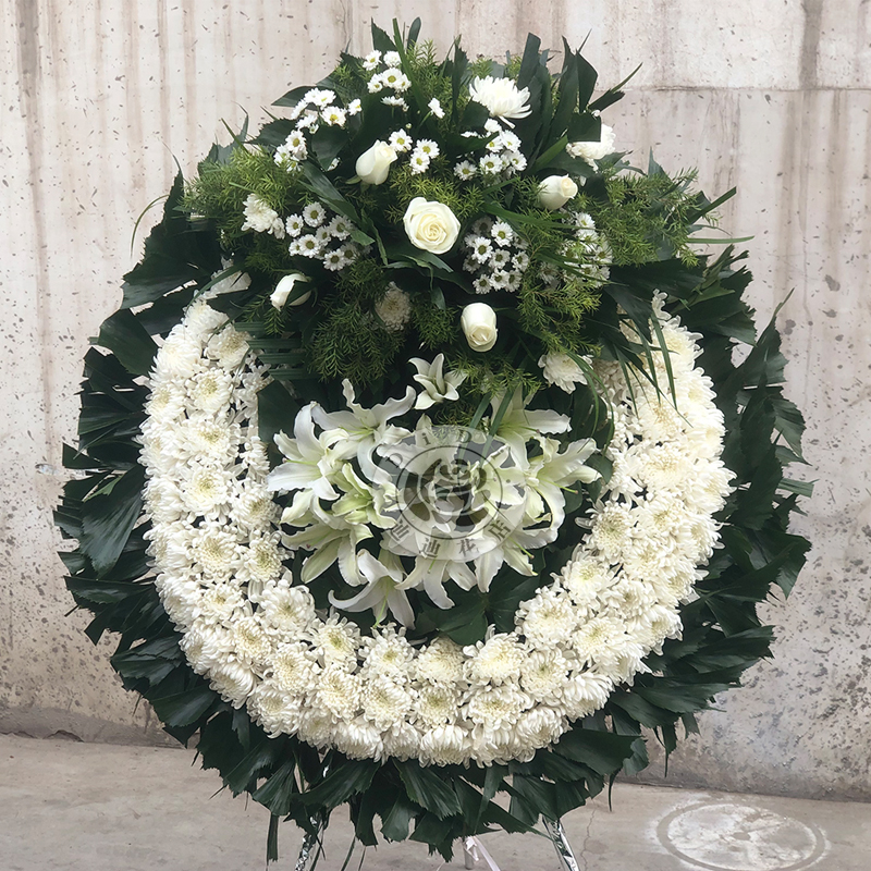 白菊花圈刚去世殡葬用品灵堂悼念下葬祭奠追悼会北京同城鲜花速递