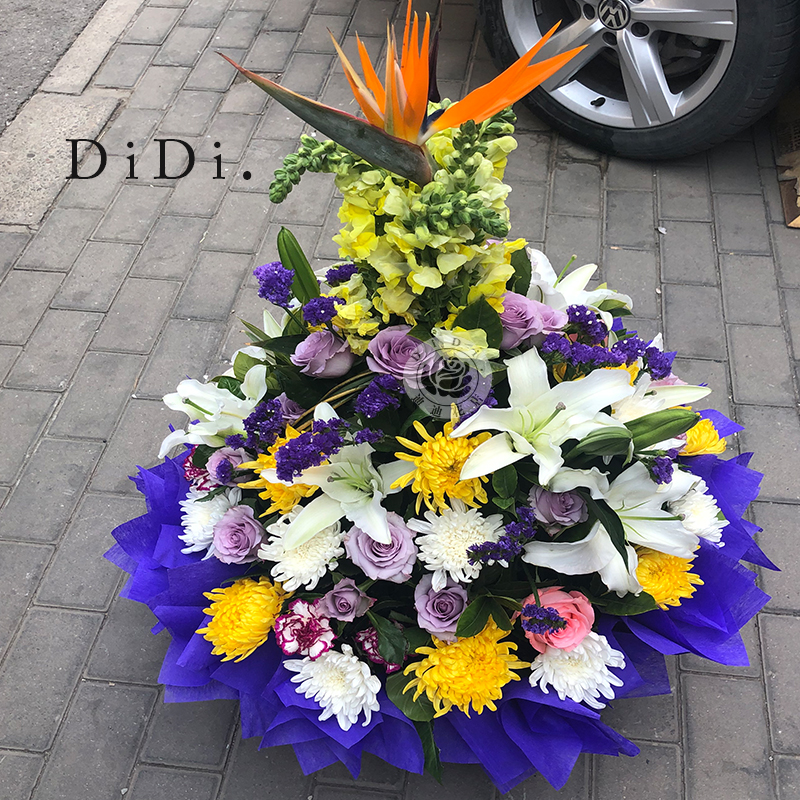 清明节手提黄白菊祭奠花篮扫墓哀思上坟供佛祭祀北京同城鲜花速递