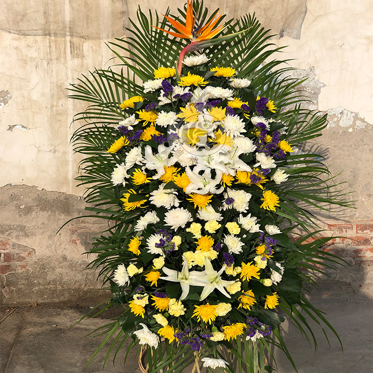 去世花篮1.5米高追悼会灵堂用花扫墓下葬祭奠北京同城鲜花店速递