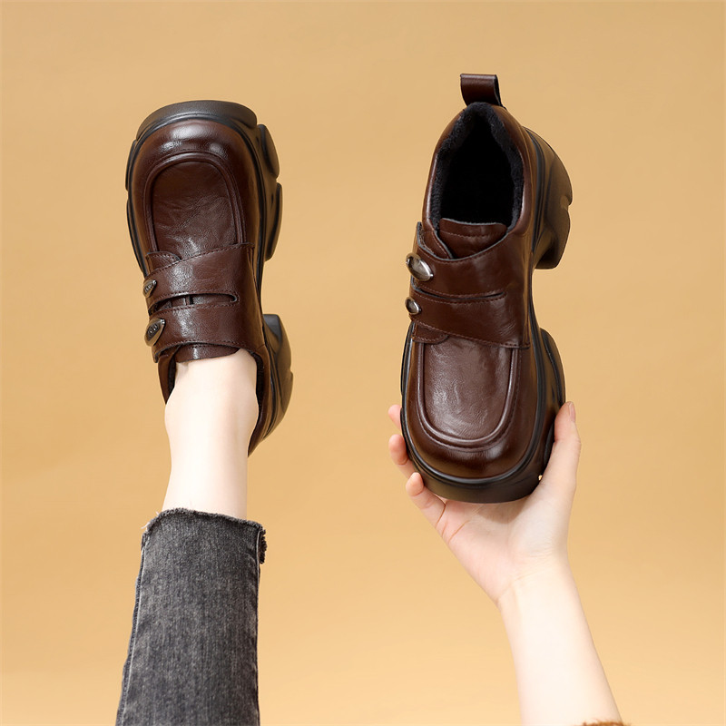 英伦风厚底乐福鞋女复古圆头中跟深口单鞋显瘦增高配裙子小皮鞋,女鞋,深口单鞋,淘宝优惠券,粉丝福利购,淘宝优惠卷