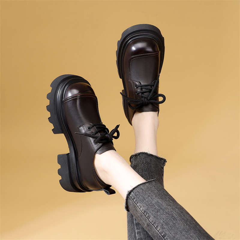 复古风厚底乐福鞋女圆头系带增高百搭英伦深口单鞋加绒低帮二棉鞋,女鞋,深口单鞋,淘宝优惠券,粉丝福利购,淘宝优惠卷