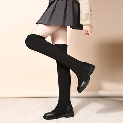 韩版皮面瘦腿过膝长靴秋冬新品