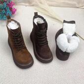 羊毛加厚保暖防寒雪地靴大棉鞋 复古圆头勃肯短筒靴女2025冬季 新款