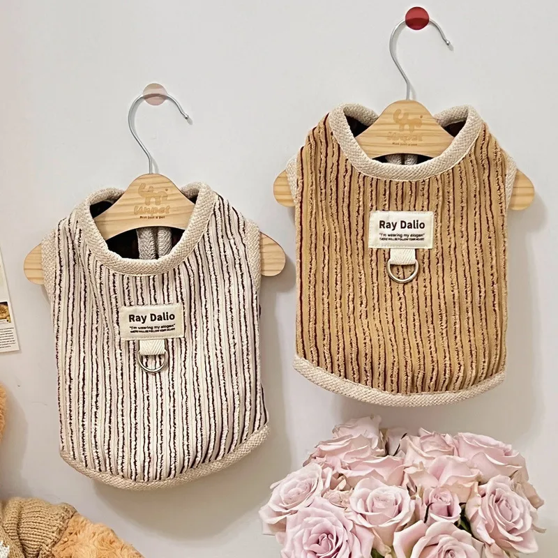 宠物狗狗猫咪衣服秋冬装灯芯绒马甲泰迪比熊小型犬绒面保暖背心