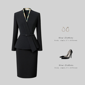 收腰美容前台接待工作服工装 春秋气质修身 套装 设计感职业女裙西装