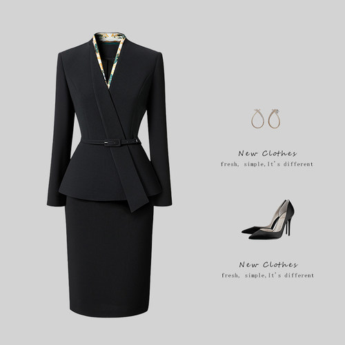 设计感职业女裙西装套装春秋气质修身收腰美容前台接待工作服工装