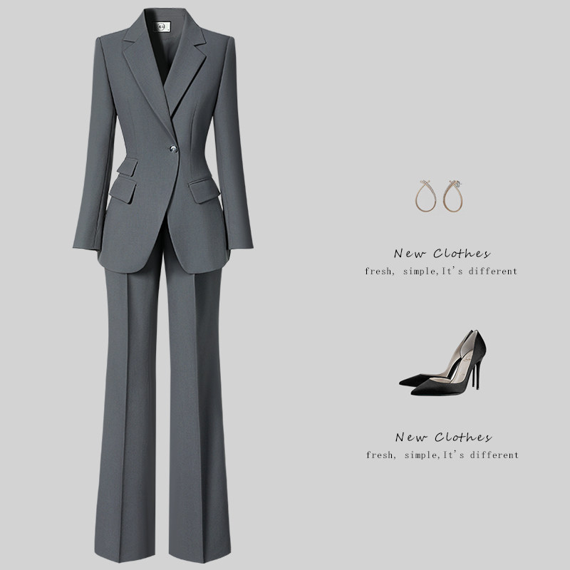 一粒扣高级感职业西装套装女春秋气质修身职场干练工作服通勤工装