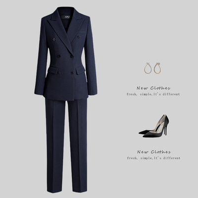 双排扣西服职业女裤套装