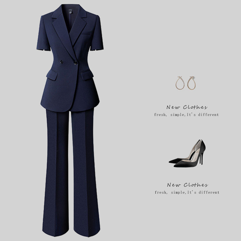 高级感短袖职业西装套装女夏气质修身职场上班工作服白领通勤工装