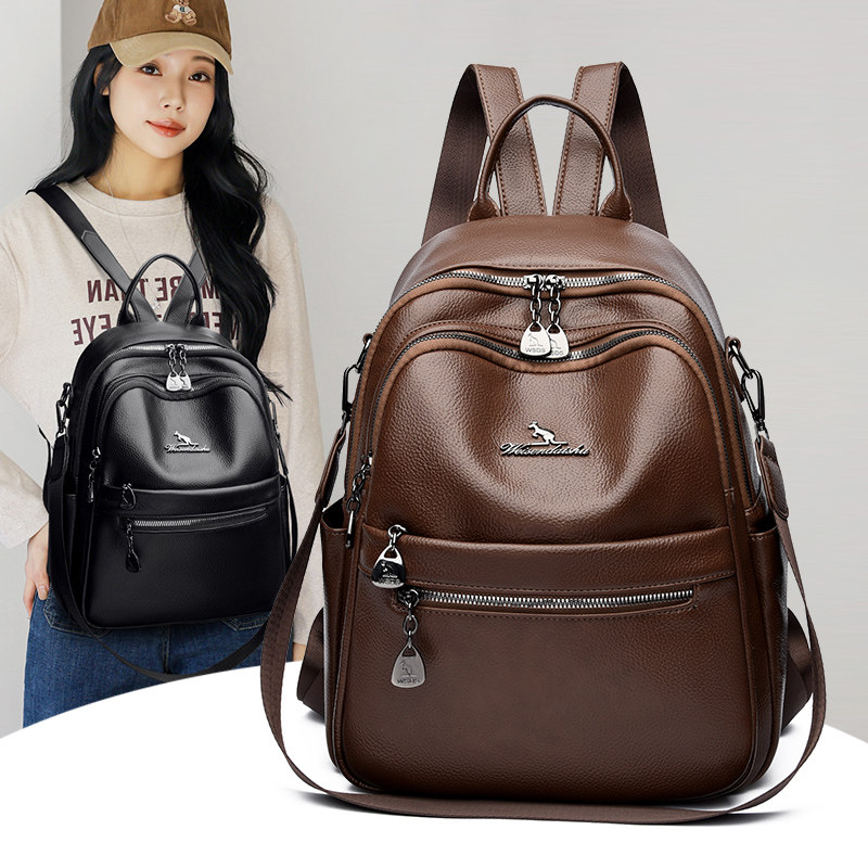 威森袋鼠软皮专柜双肩包2026新款时尚女士大容量单肩百搭背包通勤,箱包皮具/热销女包/男包,双肩背包,淘宝优惠券,粉丝福利购,淘宝优惠卷