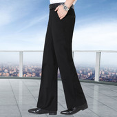 弹力直筒型免烫微喇叭西裤 男垂感流行阔腿休闲长裤 喇叭裤 高腰新款