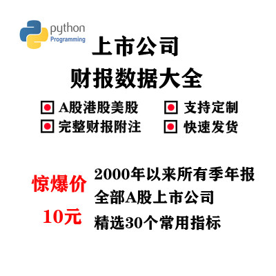 A股港股美股中概股上市公司财务报告年报财报指标数据