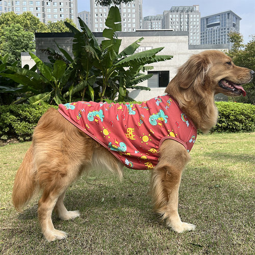 宠物衣服2024新款卡通抓绒大狗背心金毛萨摩泰迪小中大型犬狗衣服