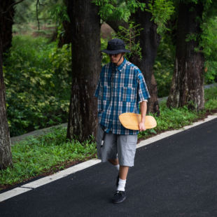 定织高密TR格纹短袖 22SS 衬衫 city Gnomes boy通勤廓形衬衫 lab