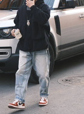 Gnomes lab 23SS 炒喷双工艺重洗水抽绳牛仔伐木裤 日系复古国潮