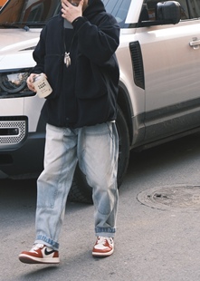 炒喷双工艺重洗水抽绳牛仔伐木裤 23SS 日系复古国潮 lab Gnomes