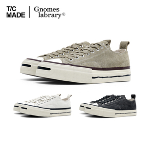Gnomes lab x TCMADE联名翻牛毛皮低帮开口笑帆布硫化鞋 厚底增高