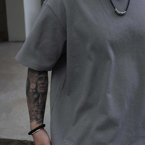 Gnomes lab 25SS进口SOLO TEX 轻量化速干抗皱华夫格拉领纯色短袖