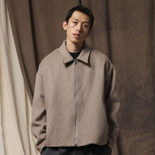 羊毛混纺套里短宽版 24AW 型翻领拉链夹克外套 lab Gnomes