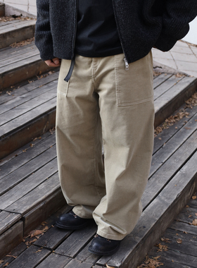 Gnomes lab 长绒棉水洗可调节腰头直筒灯芯绒长裤