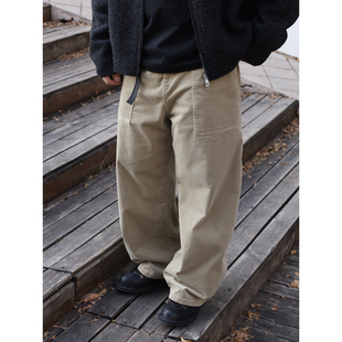 Gnomes lab 长绒棉水洗可调节腰头直筒灯芯绒长裤