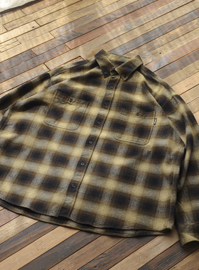 Gnomes lab 25AW 长绒棉磨毛松软色织黄绿格纹长袖衬衫