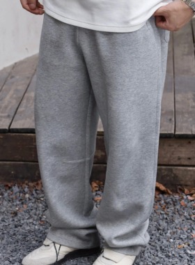 Gnomes lab 25AW 长绒棉空气层打褶纯色松紧腰通勤卫裤