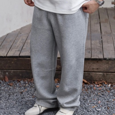 Gnomes lab 25AW 长绒棉空气层打褶纯色松紧腰通勤卫裤