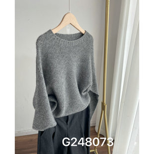套衫 毛衣 女2024秋冬 牦牛绒圆领宽松大版 YM3935质感chao赞
