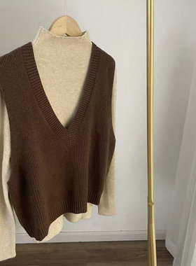 ZY2535美拉德色系咖色羊毛马甲 背心女2025冬