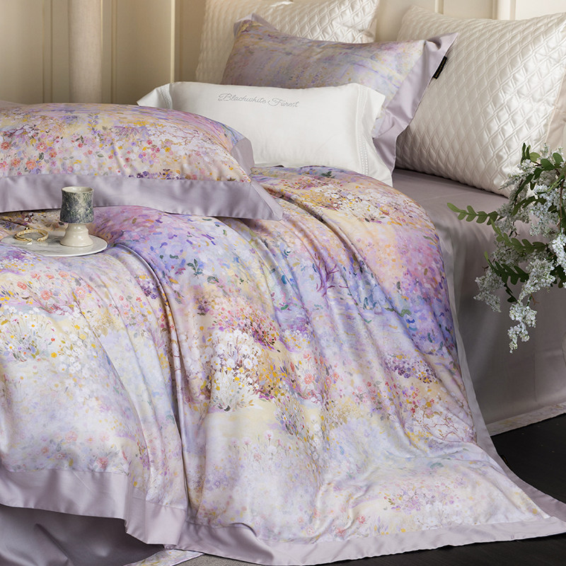 轻奢高端120支天丝棉磨毛四件套数码印花被套床单别墅样板间床品