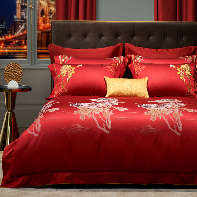 进口140支长绒棉100高端中式结婚