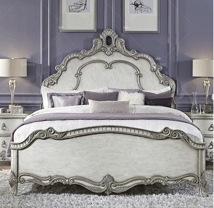 复古美式实木双人床主卧婚床1.5米1.8米雕花床简约现代雕刻公主床|ruв категории жилой мебели, кровать класса, деревянные кровати - от Buy2taobao.com для оказания профессиональной услуги покупки агента Taobao