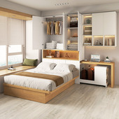 志光榻榻米衣柜床一体小户型床多功能收纳床卧室带书桌组合衣柜床