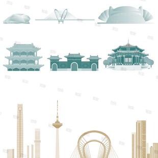 沈阳辽宁地标志手绘旅游城市插画天际线条描稿剪影景点建筑素材