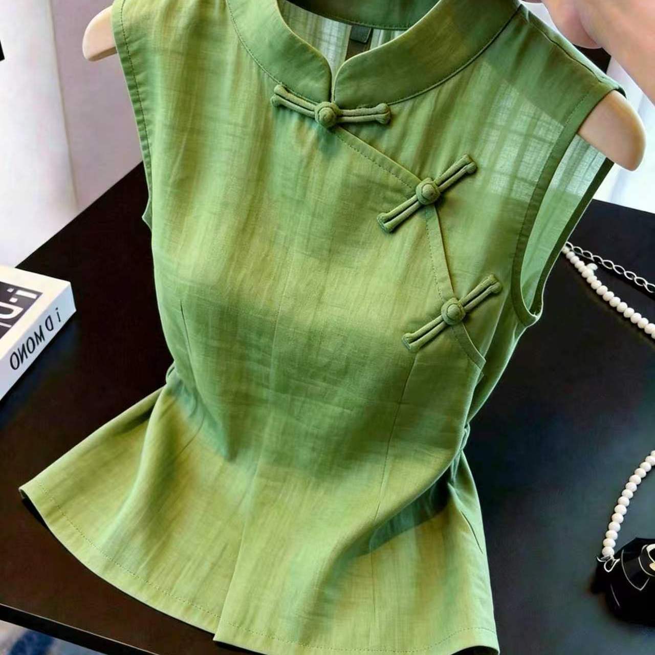新中式盘扣立领无袖夏季女衬衫